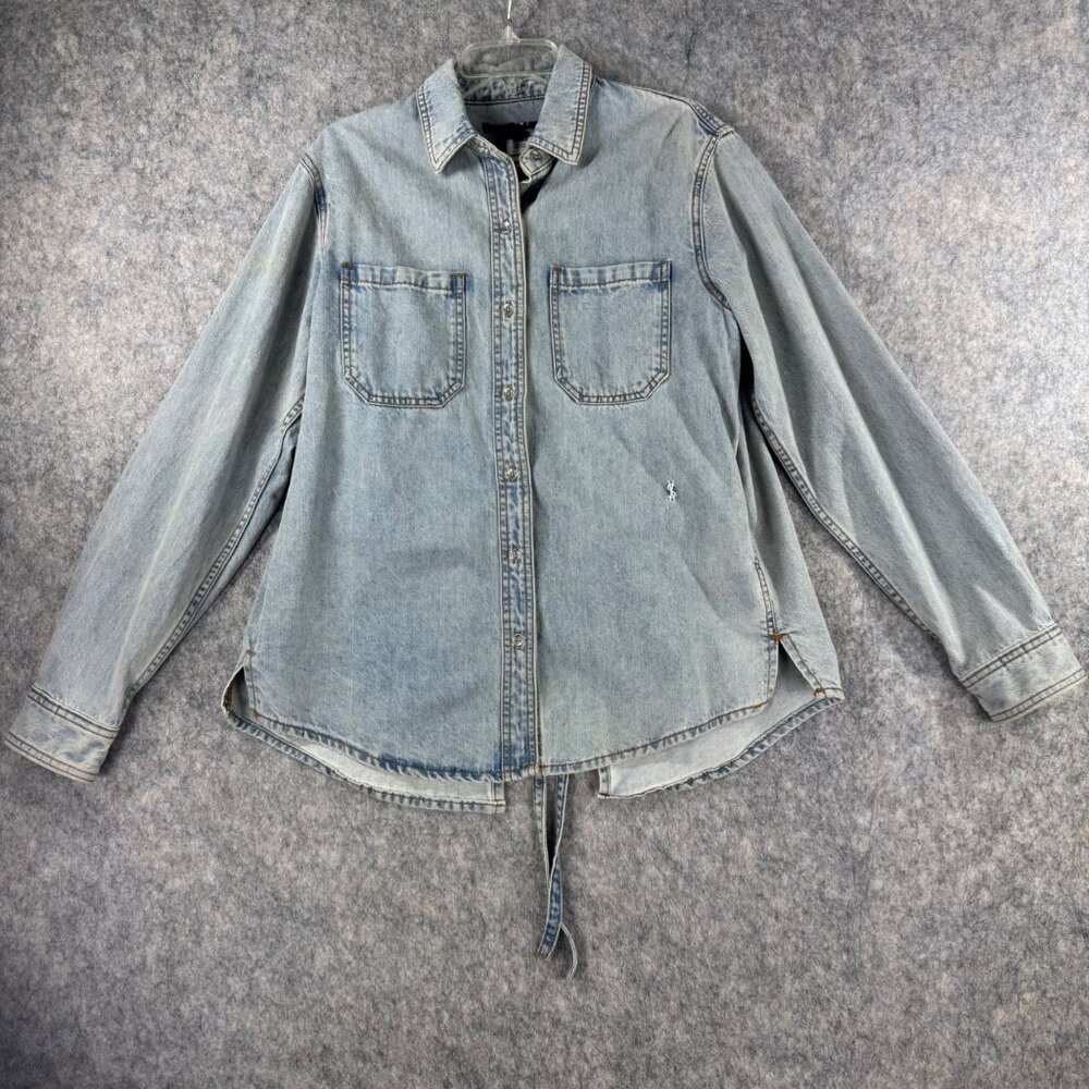 Ksubi Womens West End Denim Shirt Size Small Long Sleeve Open Back